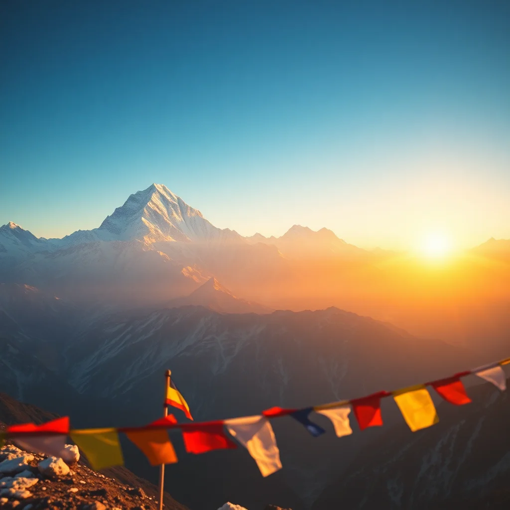 Himalayan mountains at golden hour