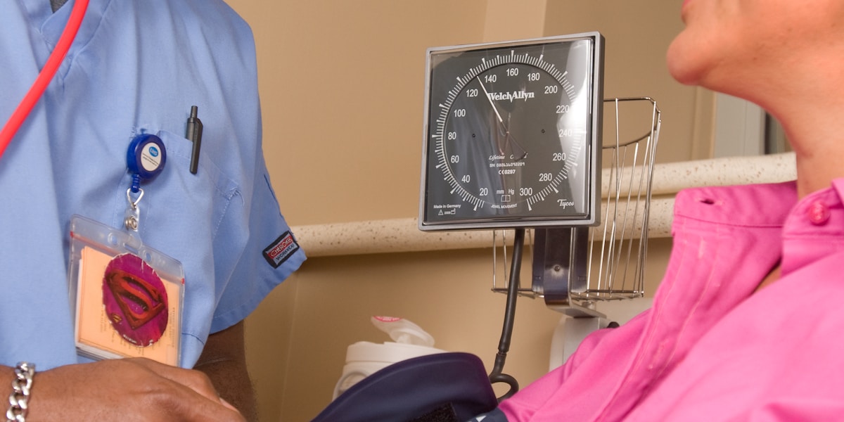 Doctor examining patient at mobile clinic